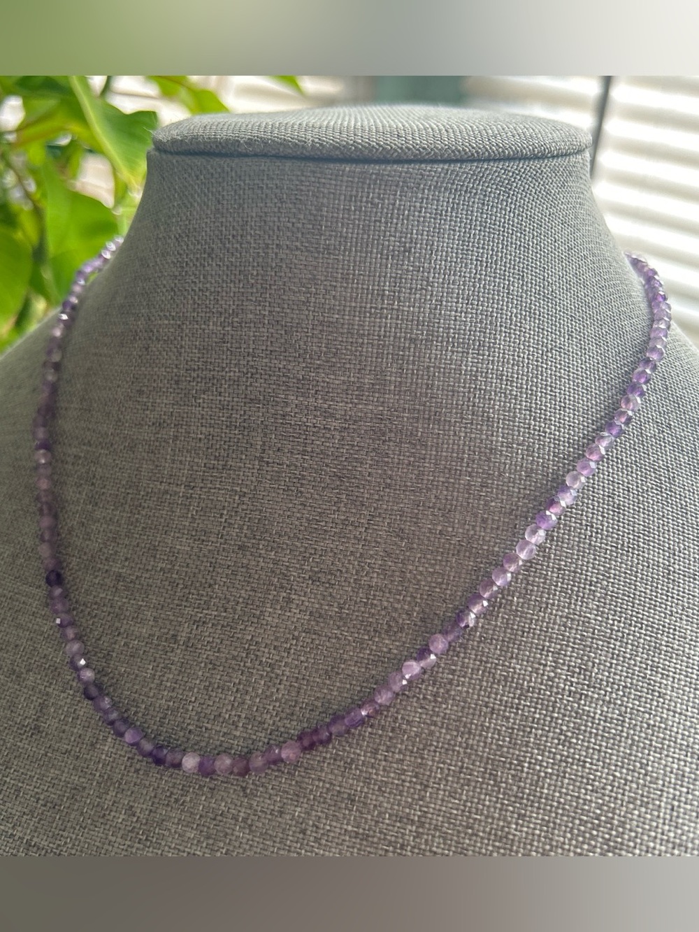 Amethyst faceted beaded necklace 18” - Picture 2 of 4